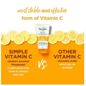 ژل شست و شوی صورت تیوپی سیمپل Simple مدل Vitamin C حجم 150 میلی لیتر